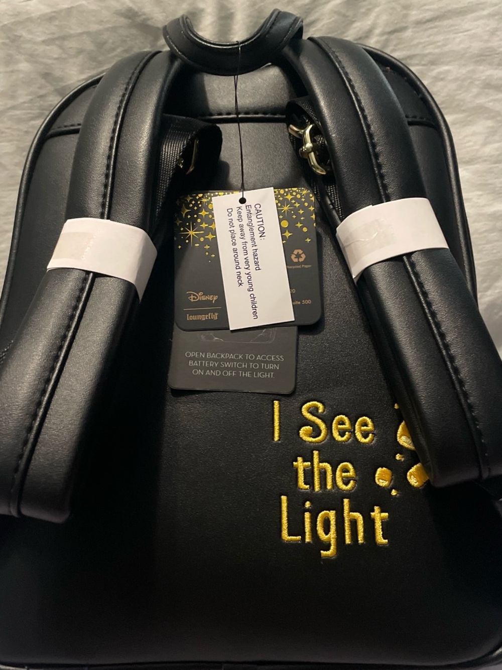 Disney Loungefly Black Backpack with Gold Plaque - Picture 2 of 5